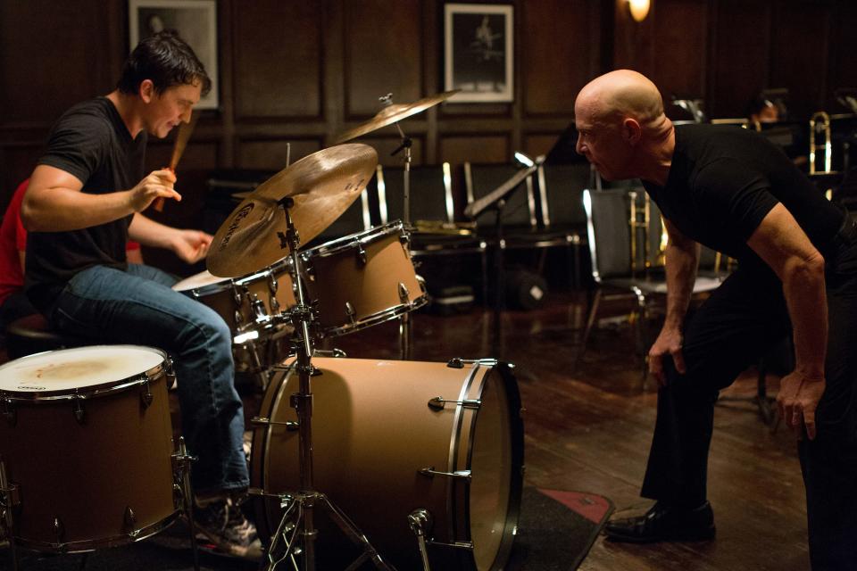 Miles Teller is tormented by J.K. Simmons in "Whiplash."