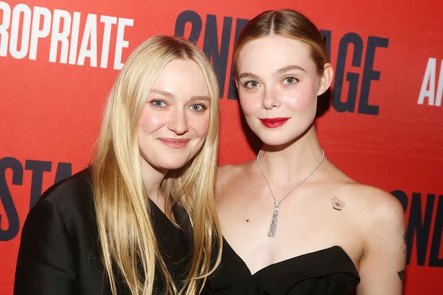 <p>Bruce Glikas/WireImage</p> Dakota Fanning (left) and Elle Fanning on Dec. 18, 2023