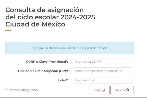 Consulta de resultados de asignación a secundaria ciclo escolar 2024 a 2025