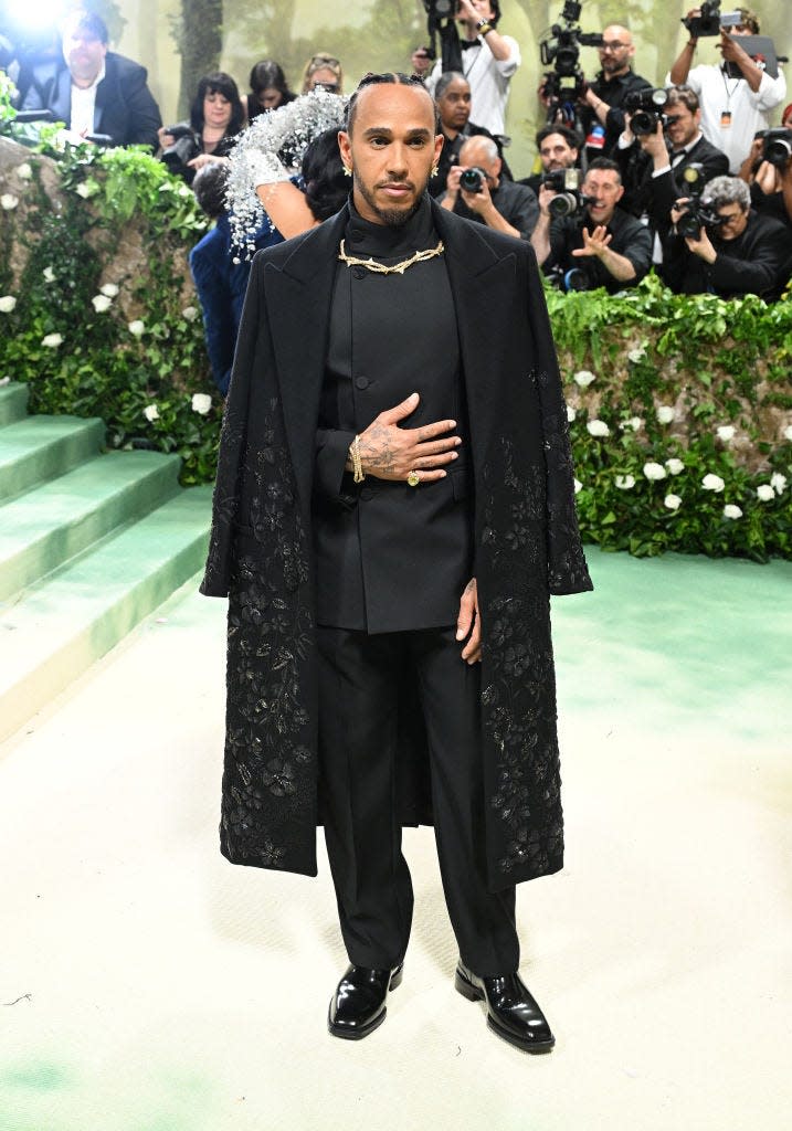 Lewis Hamilton attends the 2024 Met Gala.