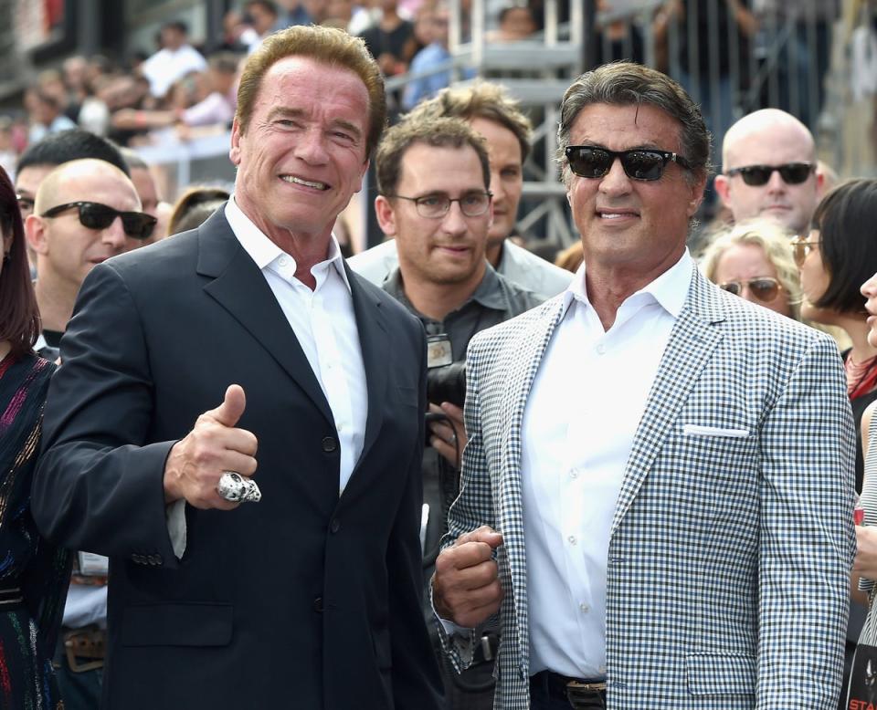 Schwarzenegger (left) and Stallone were pitted against each other (Getty Images for Paramount Pictu)