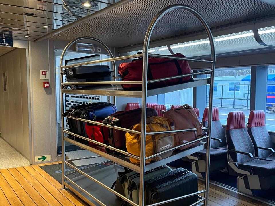 luggage racks on the deck of the victoria clipper ferry