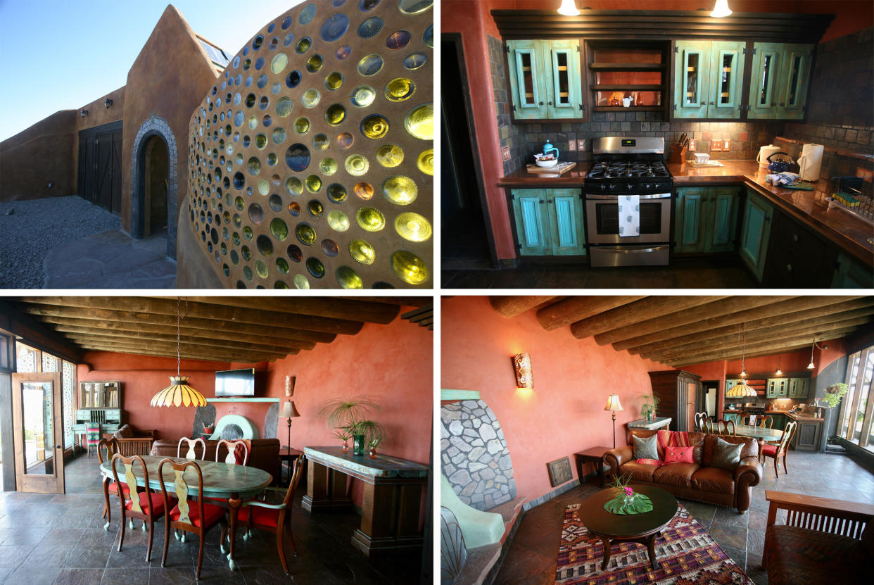 The Vallecitos Earthship offers Architect Michael Reynolds’ signature whimsical style alongside the traditional comforts of home.  (Earthship Biotecture)