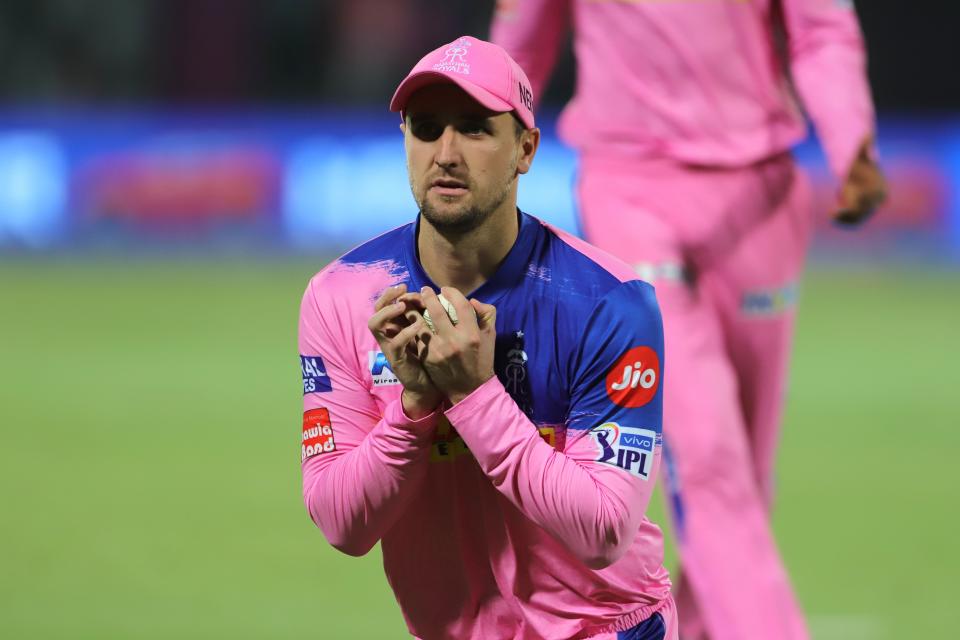 File picture of Liam Livingstone taking the catch to dismiss Sherfane Rutherford of Delhi Capitals during match 53 of the Vivo Indian Premier League Season 12 in 2019.