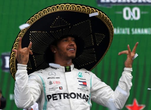 Lewis Hamilton celebrates Mexico win in style, next week he'll be hoping to win the title in Texas and exchange the sombrero for a stetson