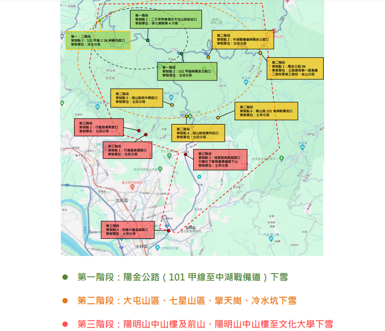 陽明山區若下雪，將實施三階段交管。（圖／翻攝自北市交通局官網）