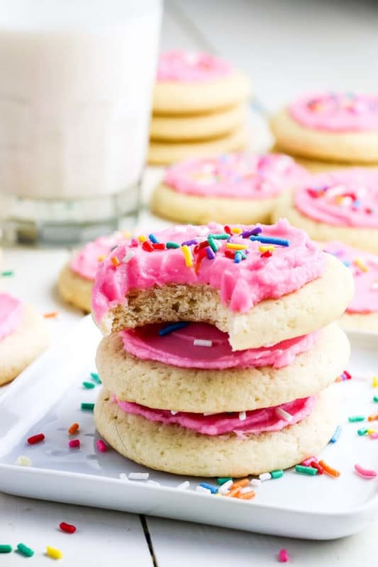 <p>Julie's Eats and Treats</p><p>These light-as-air Lofthouse cookies are a must-add treat to any Easter basket. </p><p><strong>Get the recipe:<a href="https://www.julieseatsandtreats.com/lofthouse-cookies/" rel="nofollow noopener" target="_blank" data-ylk="slk:Lofthouse Cookies;elm:context_link;itc:0;sec:content-canvas" class="link "> Lofthouse Cookies</a></strong></p>