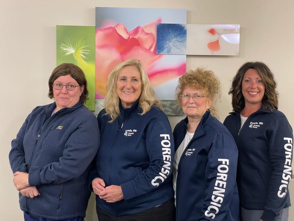 Four specially-trained forensic nurse examiners, Laura Kopacz, RN, Lynda Hooley, RN, Cassie Tong, RN, and Lori Tipton, RN provide 24-hour a day/seven day a week on call services for victims of violence in Branch County and the surrounding areas.