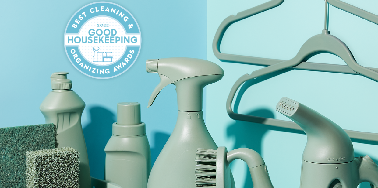 gh cleaning and organizing awards logo and blue cleaning products