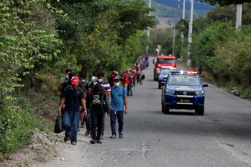 Hondurans take part in a new caravan of migrants set to head to the United States