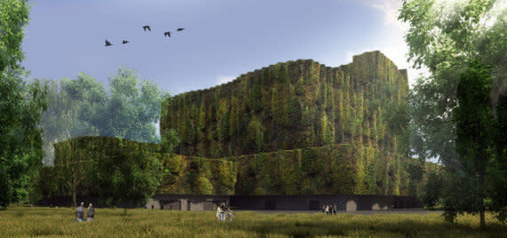 What is there to do with an outdated, eyesore of a power plant in the future? Why not give the sprawling facilities a green makeover, one that would serve two functions: to beautify the structure and provide a new way of dealing with CO2 emissions.<br>  Here's how it would work: The architecture firm AZPA (Alejandro Zaera-Polo Arquitectura) plans to turn the existing Wedel Vattenfall power plant in Germany into a new industrial complex, one that would be built up from the previous facilities and wrapped with a corrugated skin of creeper plants. This strategically-placed skin would not only soften the exterior aesthetic of the plant, but it would create a sheath of creepers to absorb CO2 emissions. AZPA describes the endeavor, imagined in 2013, as "an attempt to resolve the conflict between the natural ecology and the manmade environment."