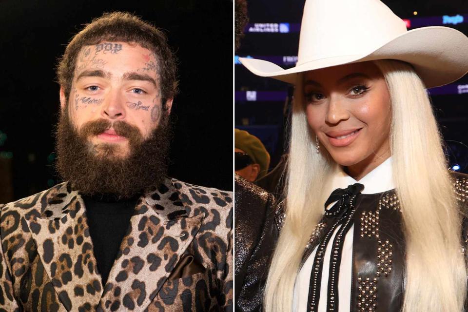 <p>Katherine Bomboy/NBC via Getty; Kevin Mazur/Getty</p> Post Malone; Beyoncé