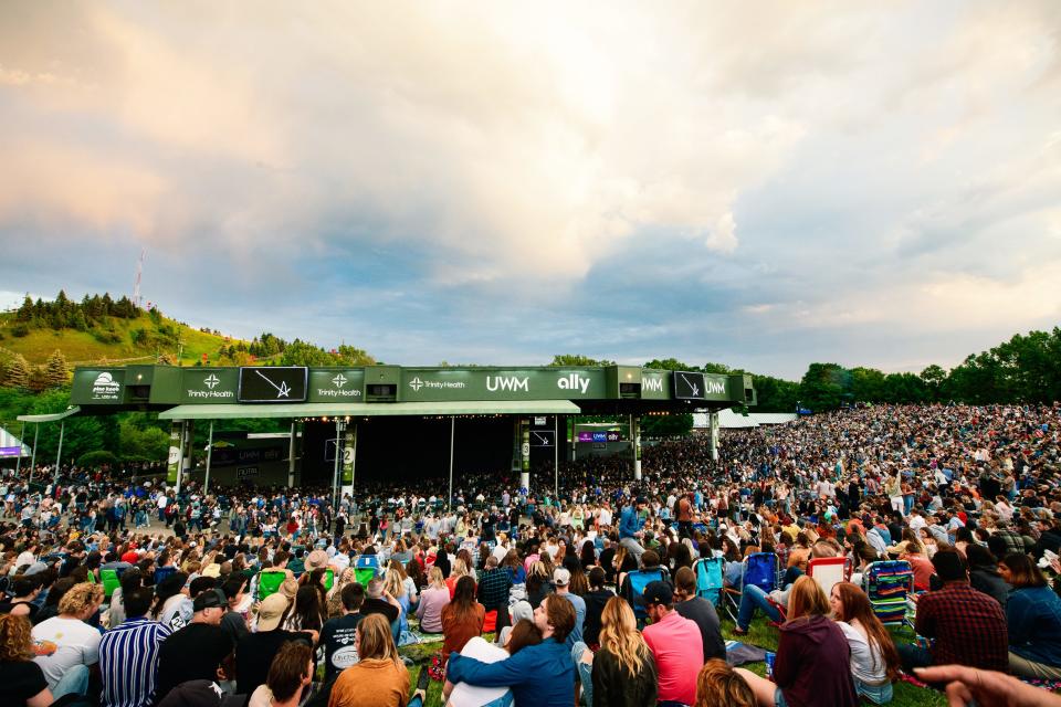 Fans attend a concert at Pine Knob Music Theatre in summer 2022.