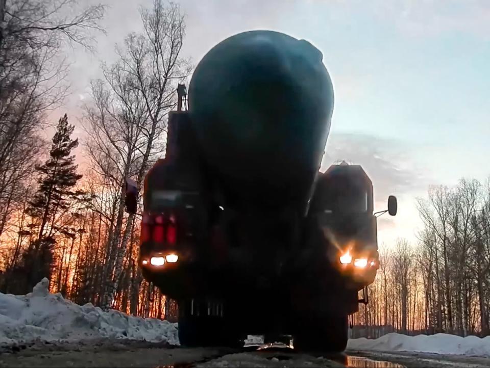 A missile launcher as seen in the Russian video (AP)