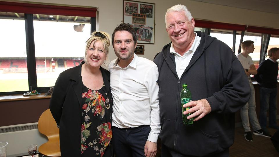 LONDON, ENGLAND - MAY 17:  Linda Gilbey, George Gilbey and Pete McGarry attend a Charity football match in aid of St Joseph's Hospice and Haven House Children's Hospice at Leyton Orient Matchroom Stadium on May 17, 2015 in London, England