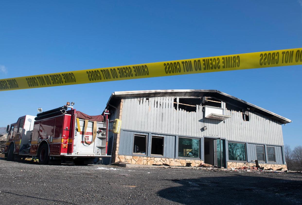 The main office of Liners Inc., also known as Patrick Excavating and Trucking, on Route 5 in Charlestown Township, suffered severe damage from fire Thursday night.