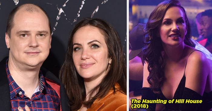 Mike Flanagan and Kate Siegel posing together, and Kate Siegel's character Theo in The Haunting of Hill House.