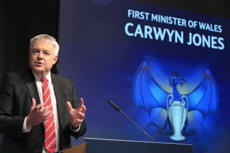 FILE PHOTO: Football Soccer - UEFA Champions League Semi-Final Draw - Nyon, Switzerland - 21/4/17 First Minister of Wales Carwyn Jones speaks before the UEFA Champions League draw of the semi-finals Reuters / Pierre Albouy Livepic