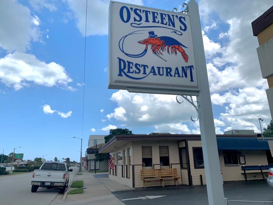 The famous O’Steen’s Restaurant sign on Anastasia Boulevard. O’Steen’s was recently named one of the 15 Best Seafood Restaurants in Florida by tripstodiscover.com.