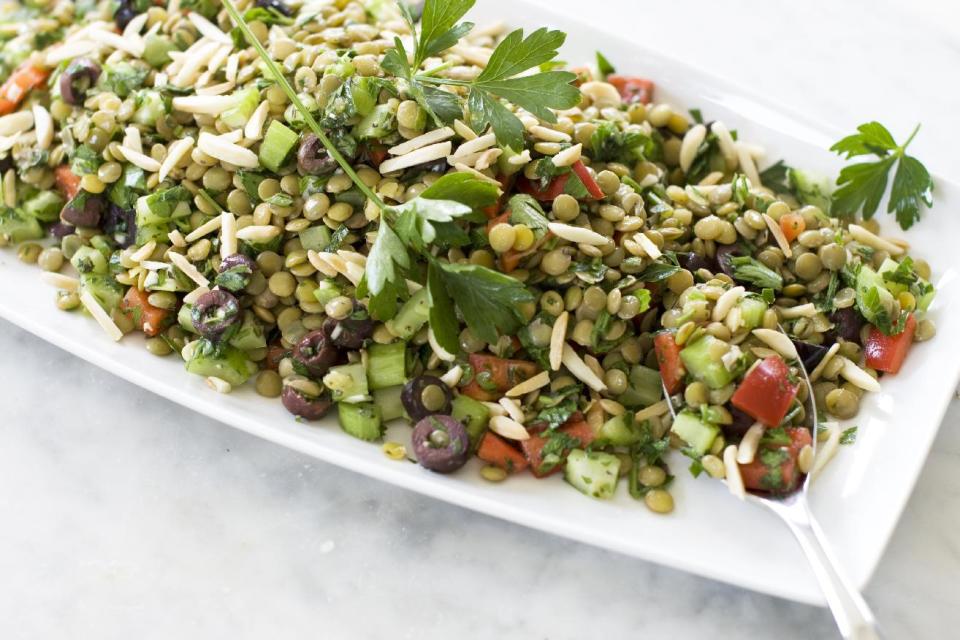 This July 29, 2013 photo shows lentil tabbouleh in Concord, N.H. (AP Photo/Matthew Mead)