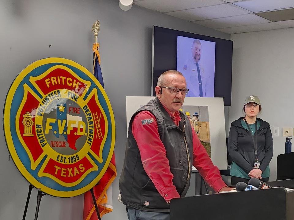 Stinnett Fire Chief and Emergency Management Coordinator Alan Wells mourns the loss of Fritch Volunteer Fire Department's Fire Chief, Zeb Smith, in a Tuesday morning house fire, following a nine-day wildfire battle.