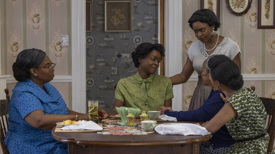 (L to R) Whoopi Goldberg as Alma Carthan and Danielle Deadwyler as Mamie Till Mobley in Till.