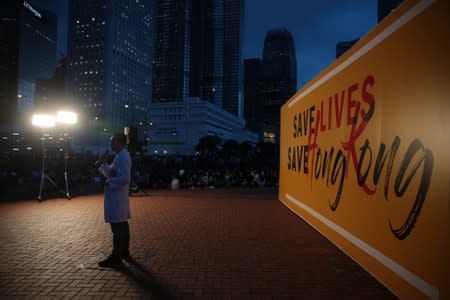 Members of Hong Kong's medical sector attend a rally to support the anti-extradition bill protest in Hong Kong