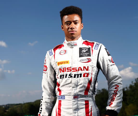 <p>Sam Bloxham/Formula Motorsport Limited via Getty</p> Jann Mardenborough posing at the 2014 GP3 Series Round 5, Budapest, Hungary..Thursday 24 July 2014