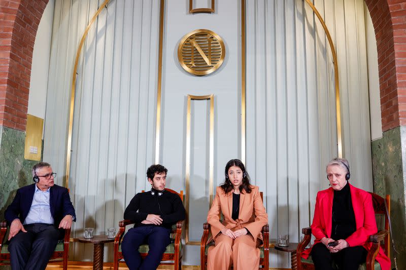 Press conference with the husband and children of this year's winner of the Nobel Peace Prize