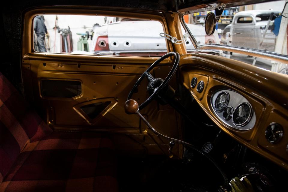 The 1932 Ford with flathead V8 engine at the Brothers Custom Automotive in Troy on March 1, 2022.