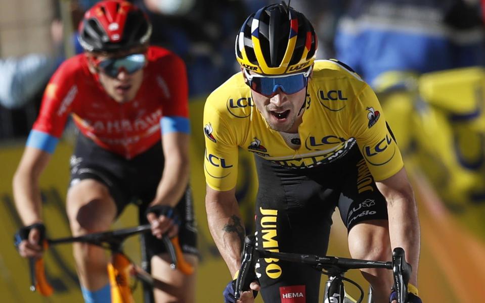 Gino Mäder and Primoz Roglic - Primoz Roglic breaks Swiss hearts with third win of week at Paris-Nice as Slovenian closes in on victory - EPA