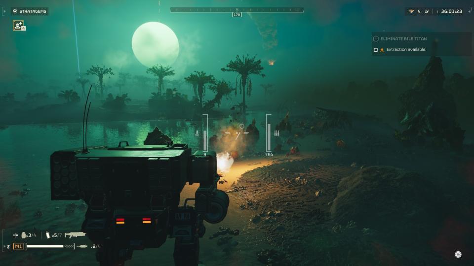 An image of the mech in Helldivers 2.