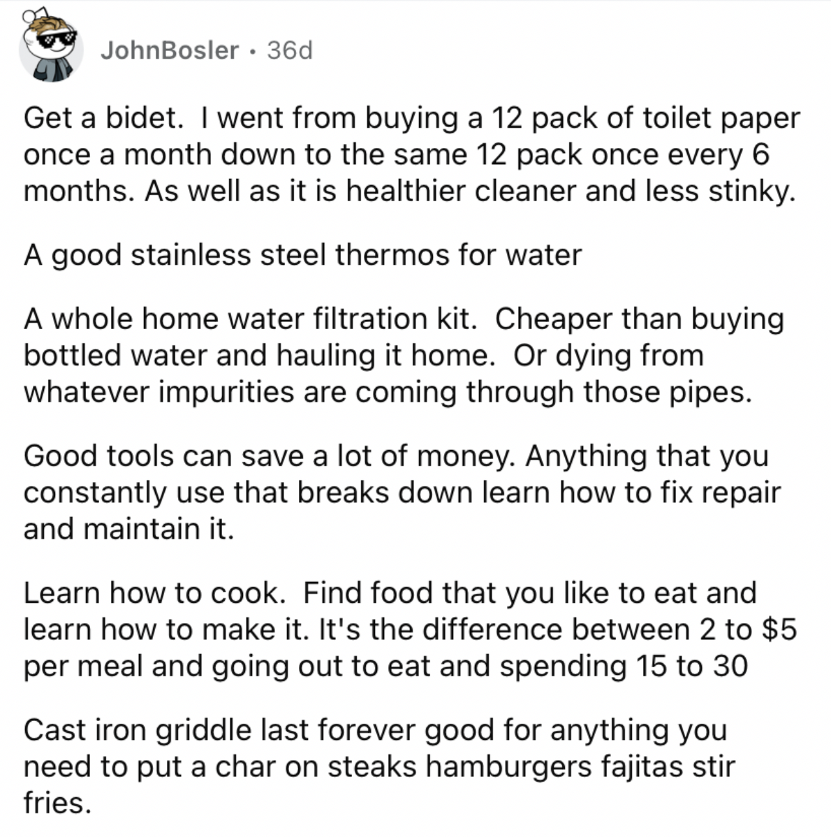 Reddit screenshot about the value of a bidet.