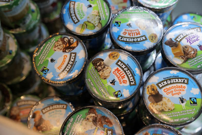 FILE PHOTO: Ben & Jerry's, a brand of Unilever, is seen on display in a store in Manhattan, New York City