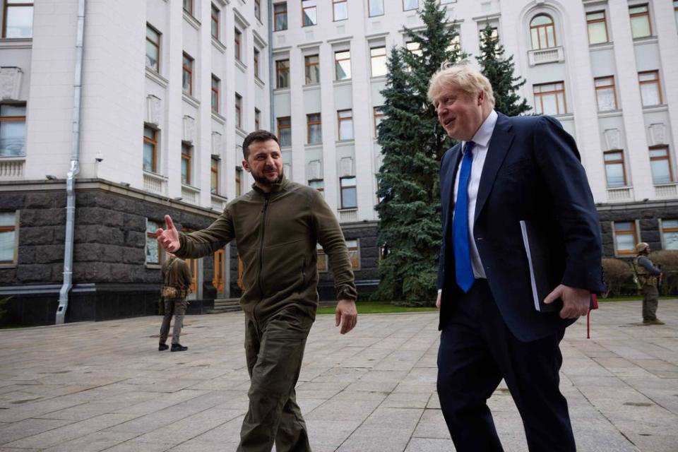 Ukrainian president Volodymyr Zelensky has thanked Britain for training his troops how to use UK armoured vehicles that will be given over to Kyiv (Ukraine Government/PA) (PA Media)