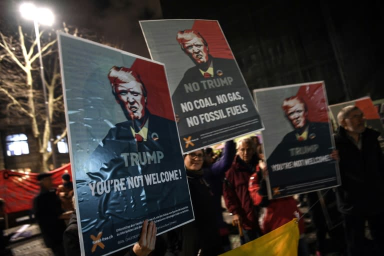 More than a thousand people protest in Zurich against the planned arrival of US President Donald Trump at Davos