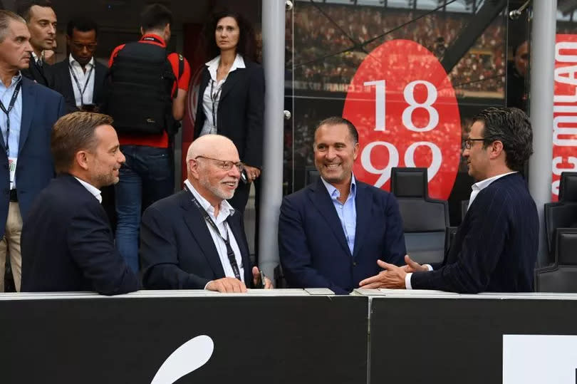 President and co-CEO of Elliott Management Paul Singer, Managing Partner at RedBird Capital Partners Gerry Cardinale and Gordon Singer during the Serie A match between <a class="link " href="https://sports.yahoo.com/soccer/teams/milan/" data-i13n="sec:content-canvas;subsec:anchor_text;elm:context_link" data-ylk="slk:AC Milan;sec:content-canvas;subsec:anchor_text;elm:context_link;itc:0">AC Milan</a> and <a class="link " href="https://sports.yahoo.com/soccer/teams/inter/" data-i13n="sec:content-canvas;subsec:anchor_text;elm:context_link" data-ylk="slk:FC Internazionale;sec:content-canvas;subsec:anchor_text;elm:context_link;itc:0">FC Internazionale</a> at Stadio Giuseppe Meazza on September 03, 2022 -Credit:Photo by Claudio Villa/AC Milan via Getty Images