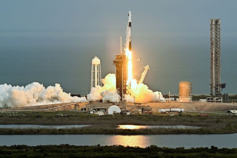 The four-astronaut Axiom 3 crew (seen launching on Jan. 18) safely splashed down off the East Coast of Florida Friday morning, completing a journey back from the International Space Station for the private mission. File Photo by Joe Marino/UPI