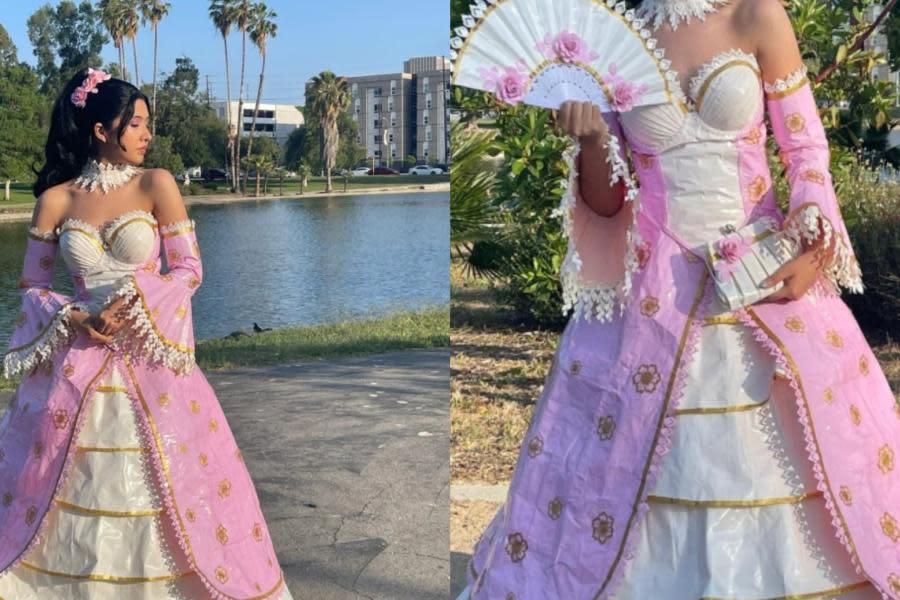 Joven de Los Ángeles sorprende en redes al crear un vestido de graduación ¡solo con cinta adhesiva! 