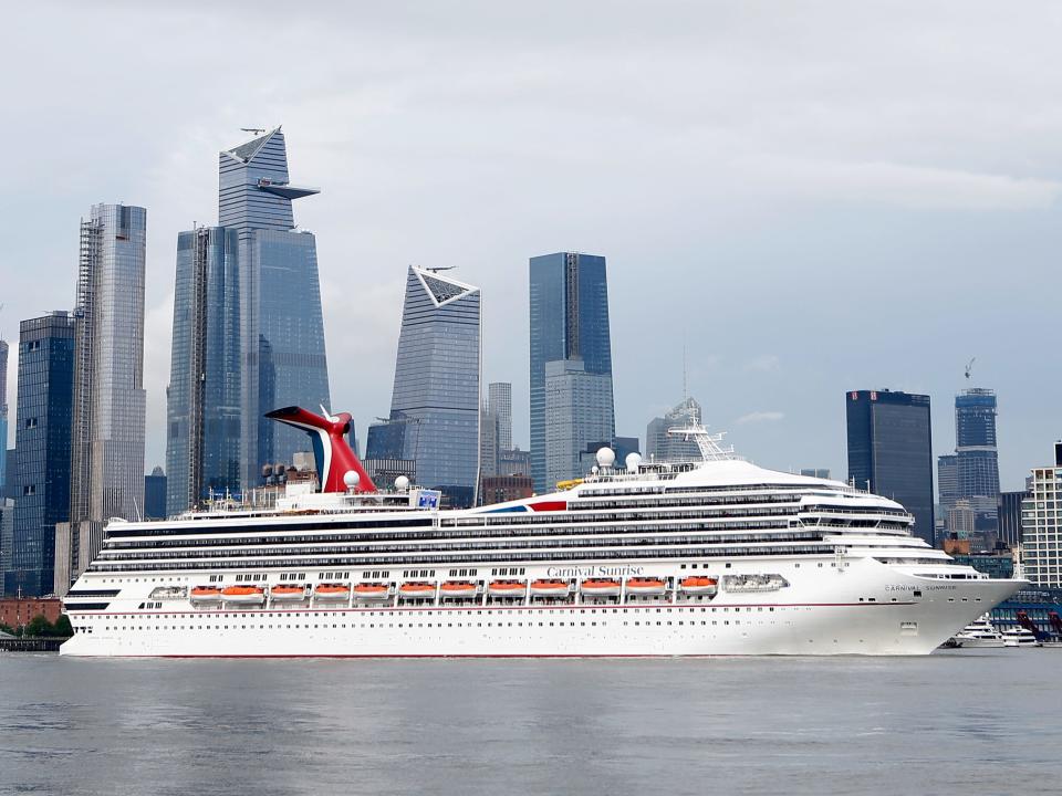 Carnival Sunrise cruise ship sails in the Hudson River.