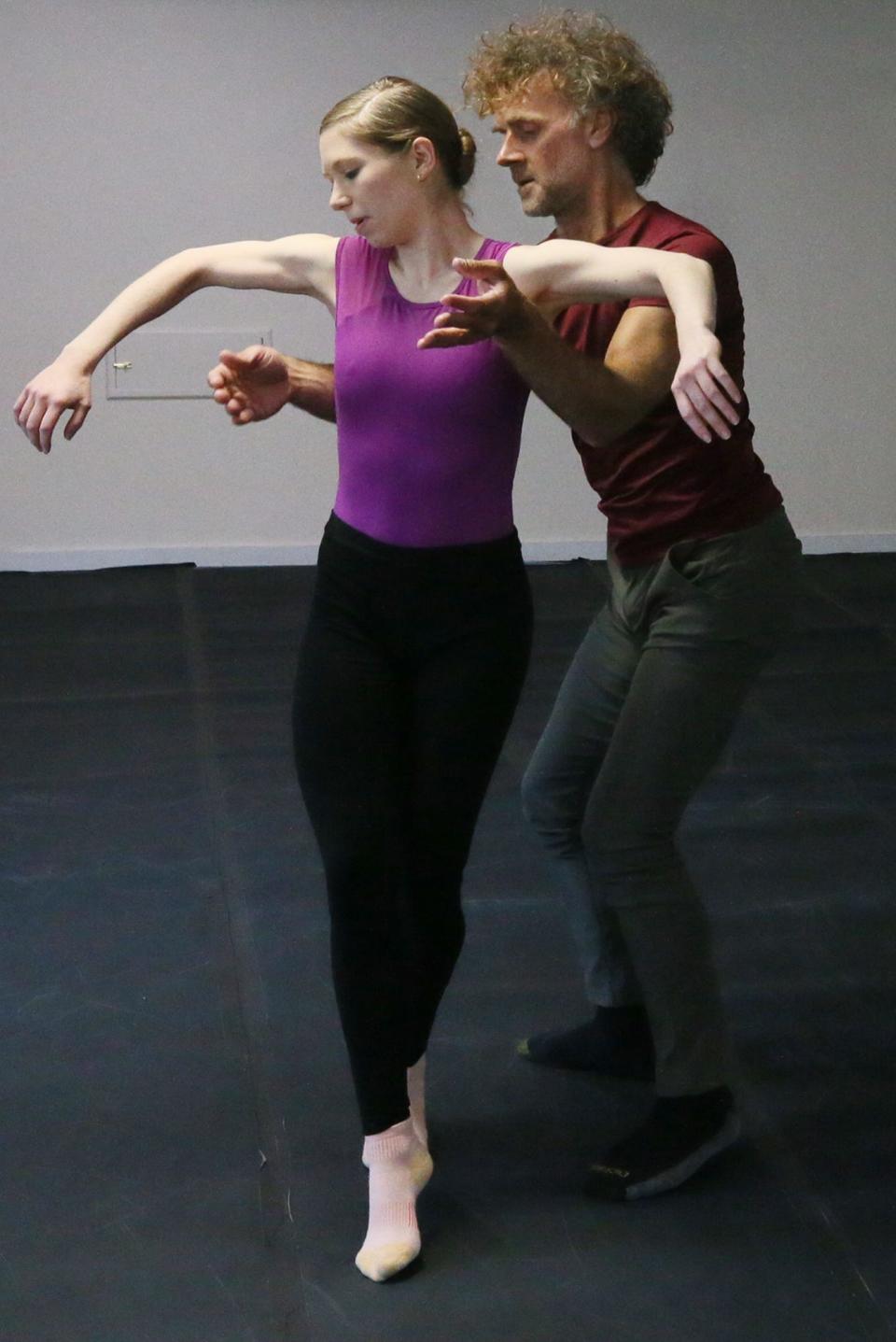 Dancers Lieneke Matte and Brian Murphy rehearse in his studio for "Resilient Minds: Artistry after Injury," a benefit by the Brain Injury Association of Ohio.