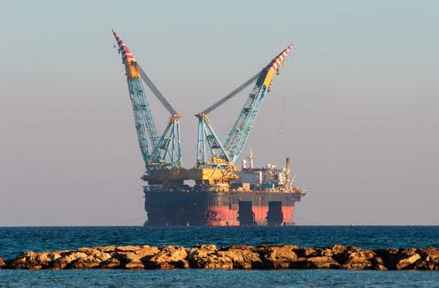 <span class="caption">A rig off the coast of Cyprus explores the region's gas potential.</span> <span class="attribution"><a class="link " href="https://www.shutterstock.com/image-photo/gas-oil-rig-cyprus-offshore-exploration-739598920?src=library&studio=1" rel="nofollow noopener" target="_blank" data-ylk="slk:Shutterstock;elm:context_link;itc:0;sec:content-canvas">Shutterstock</a></span>