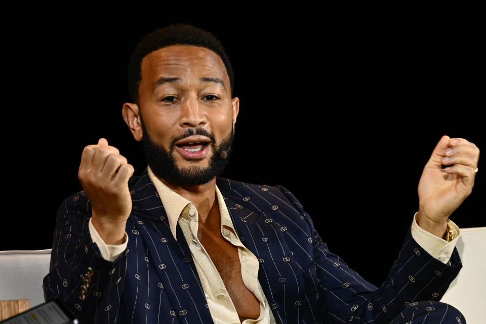 October 16, 2023: US singer-songwriter John Legend speaks during The Wall Street Journal's WSJ Tech Live Conference in Laguna Beach, California.