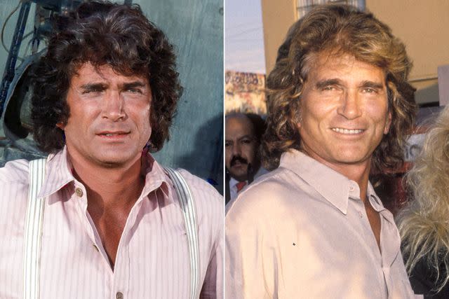 <p>NBCU Photo Bank/NBCUniversal via Getty, Ron Galella/ via Getty</p> Michael Landon as Charles “Pa” Ingalls