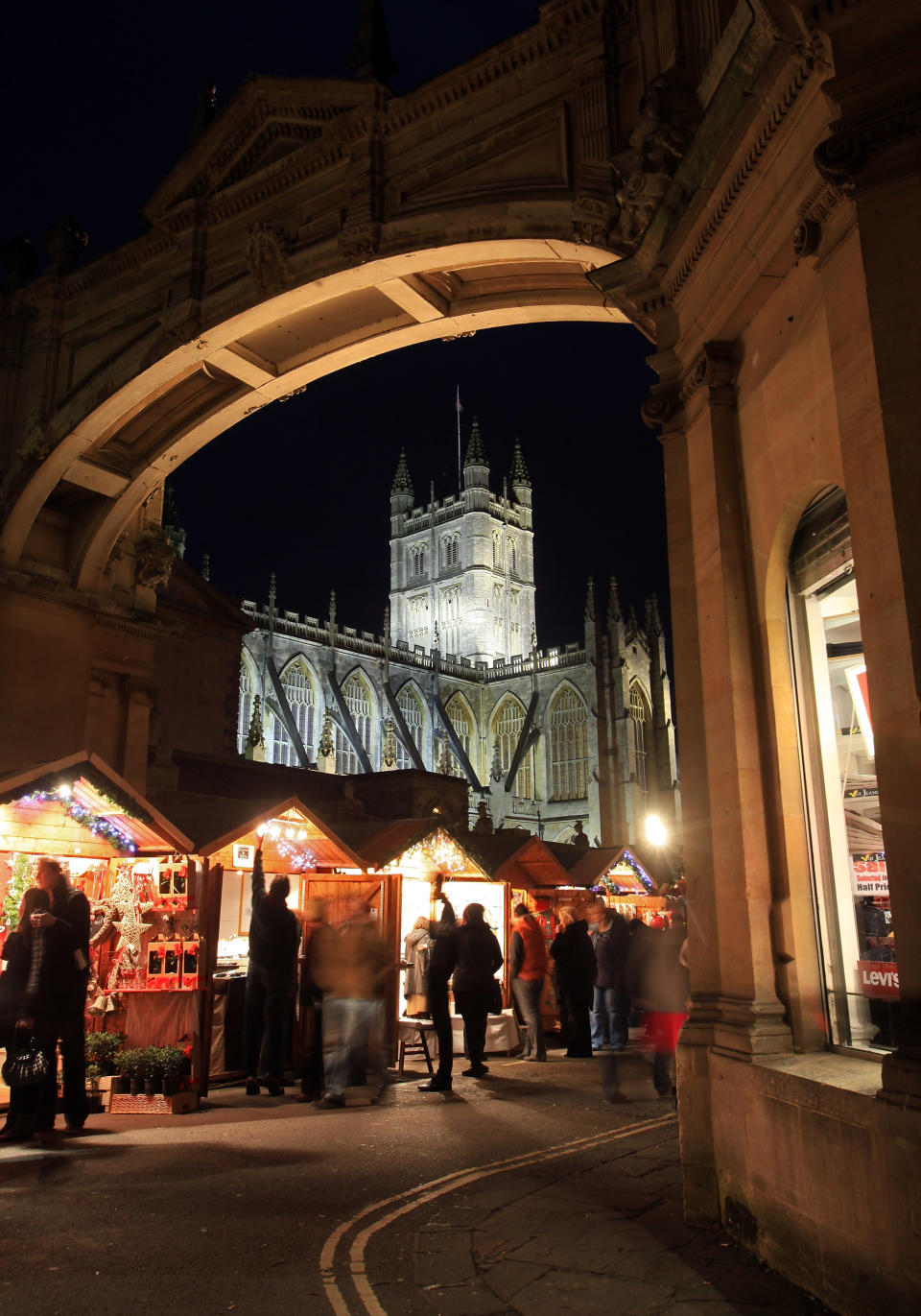 Visitors Enjoy The Stalls As Bath Christmas Market Opens