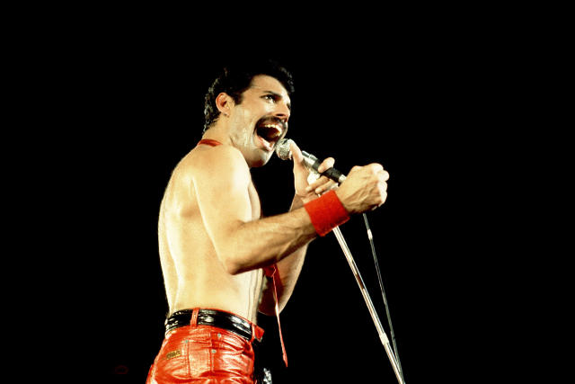 Freddie Mercury of Queen on 9/19/80 in Chicago, Il.  (Photo by Paul Natkin/WireImage)