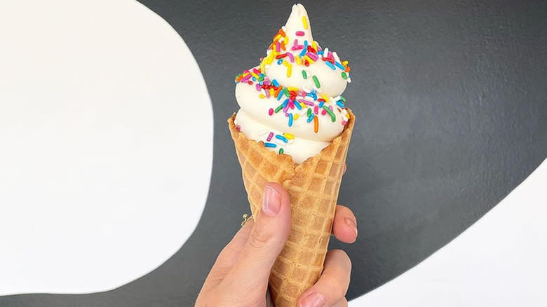 Vanilla ice cream in cone