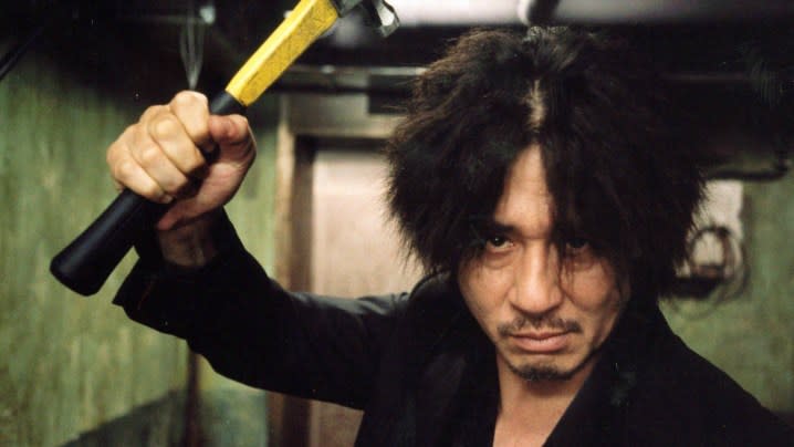 Choi Min-sik wielding a hammer in "Oldboy."