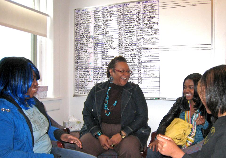 Gerry Howze, director of program services for PEARLS for Teen Girls, Inc. talks to participants about personal responsibility and self-esteem. One of the group’s missions is to reduce teenage pregnancies in Milwaukee.