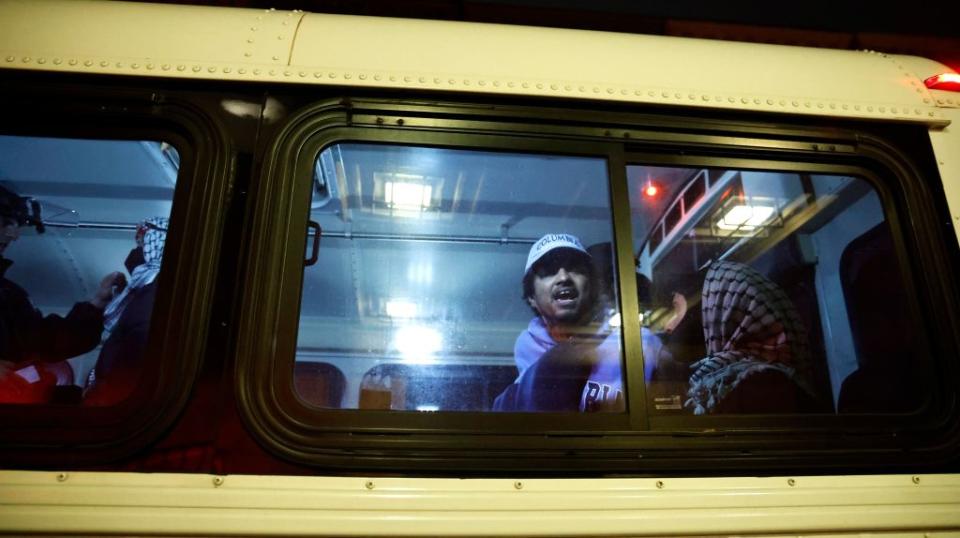 The demonstrators who were arrested were then loaded onto an NYPD corrections bus. John Lamparski/NurPhoto/Shutterstock